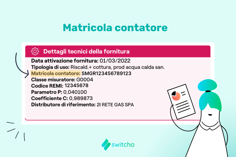 matricola contatore gas in bolletta