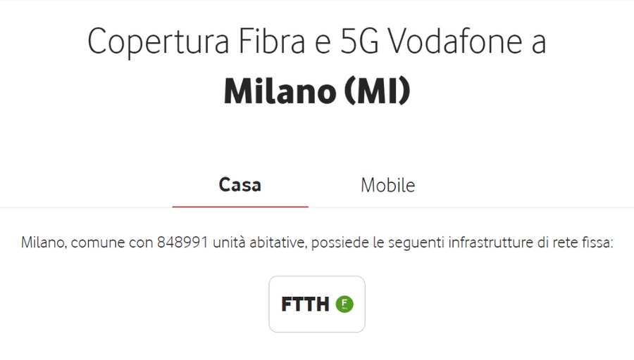 copertura fibra Vodafone