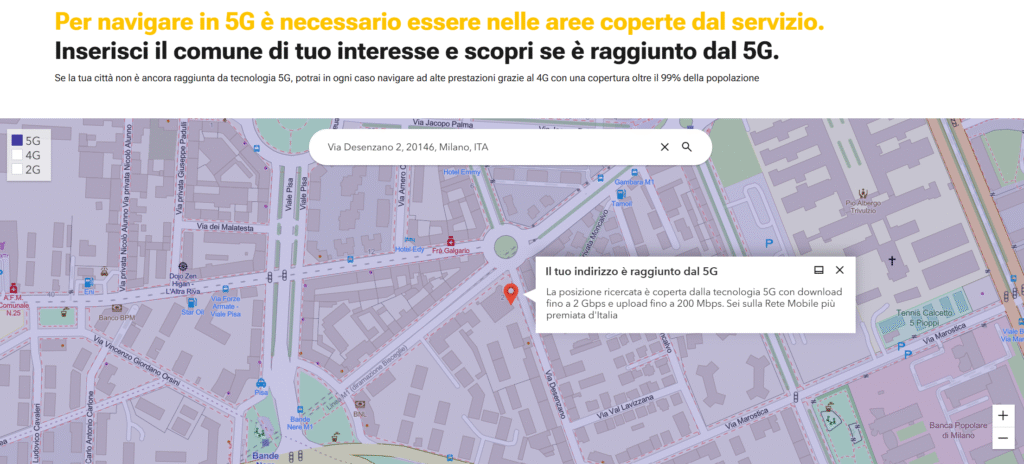 Mappa copertura Fastweb Mobile