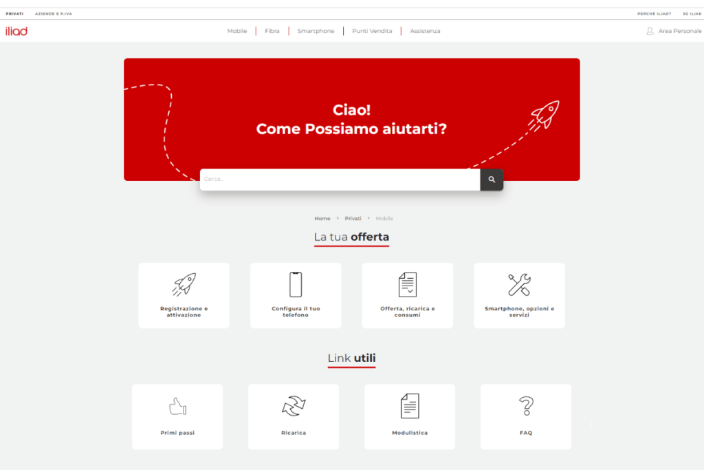 Iliad mobile assistenza