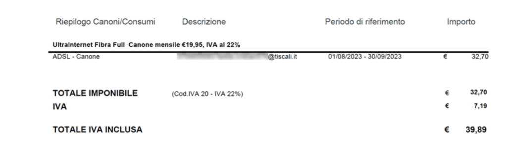 fattura tiscali codice cliente