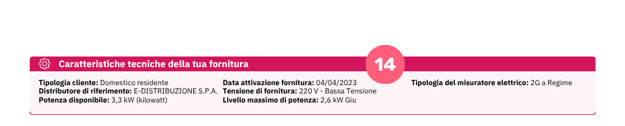 Bolletta Enel luce terza pagina informazioni di fornitura
