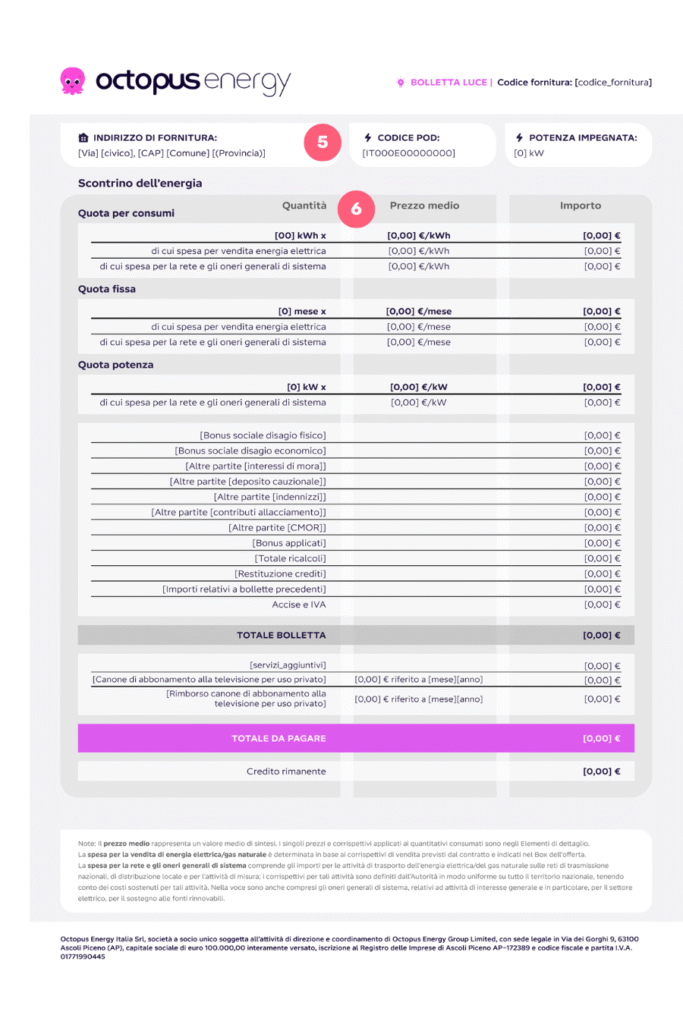 Bolletta Octopus Energy Octopus bolletta pagina due scontrino dell'energia