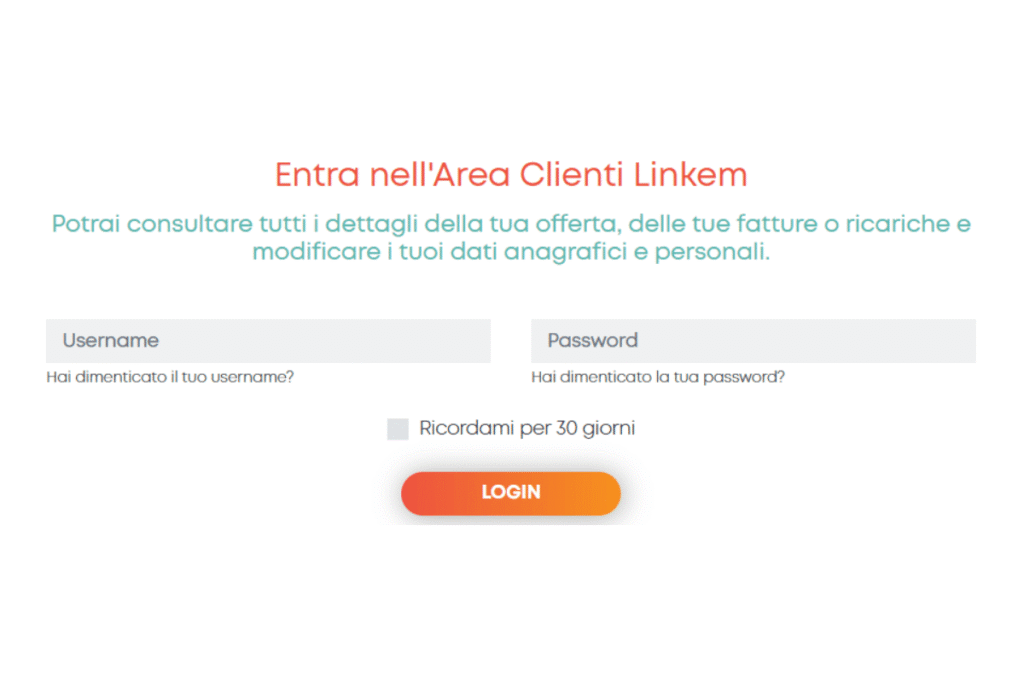Lggin Area clienti Linkem