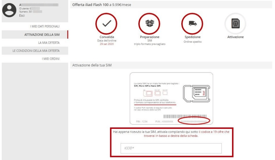 attivazione sim iliad